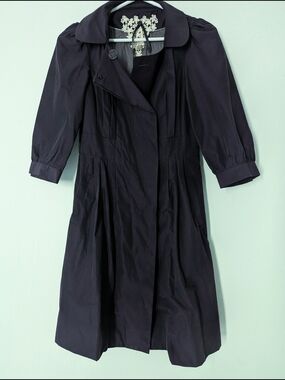 Floreat Dark Plum Pleated Trench Coat